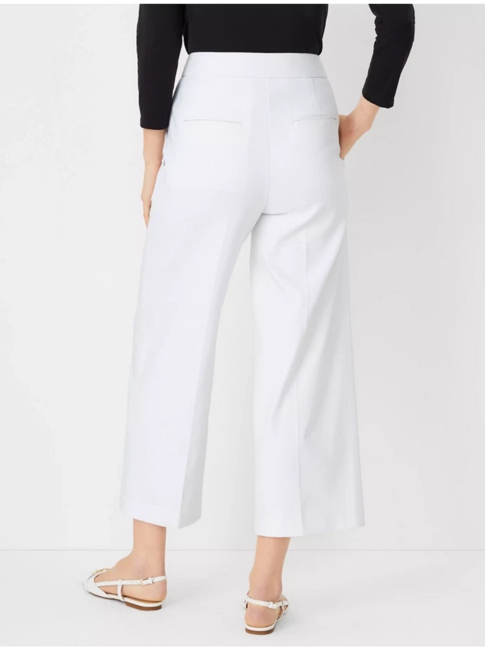 ANN TAYLOR WHITE Petite KATE WIDE LEG CROP PANTS 6P - Picture 3 of 8